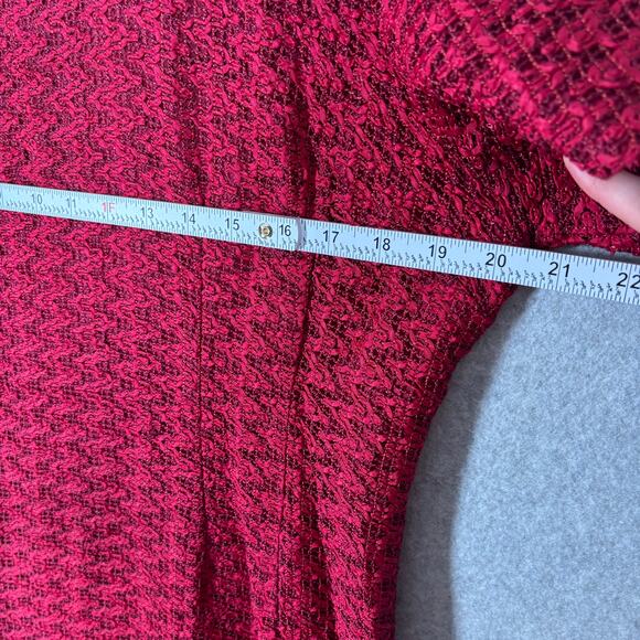 Vintage Jule Wyn Dress Womens 14 Red Mini Lace Textured Zig Zag 50s 60s Mod Knee - Picture 6 of 12